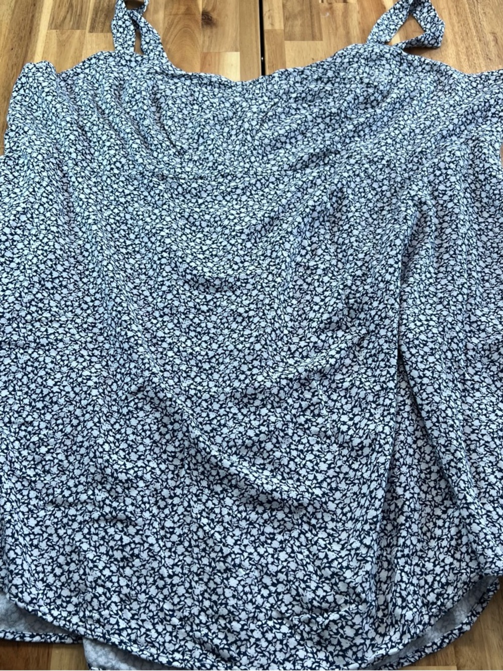 Old Navy 4X Blue White Floral Smocked Tie Strap Midi Dress